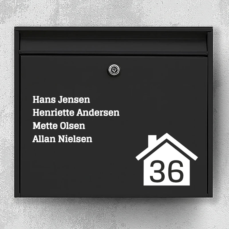 Postkasseklistremerke - navneliste med husikon og husnummer