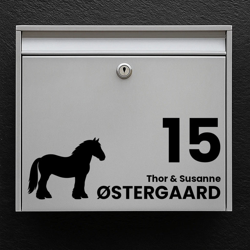 Postkasseklistremerke med jysk hest