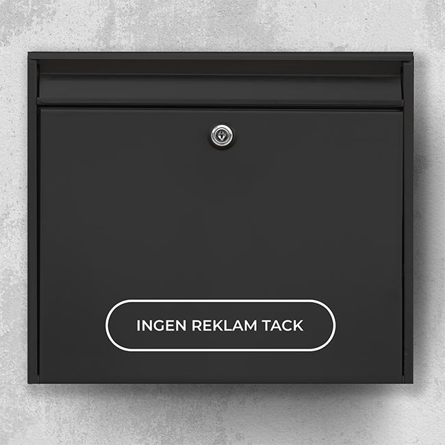 Postkassesticker – “Ingen reklamer tak” i kapsel-ramme (afrundede ender)