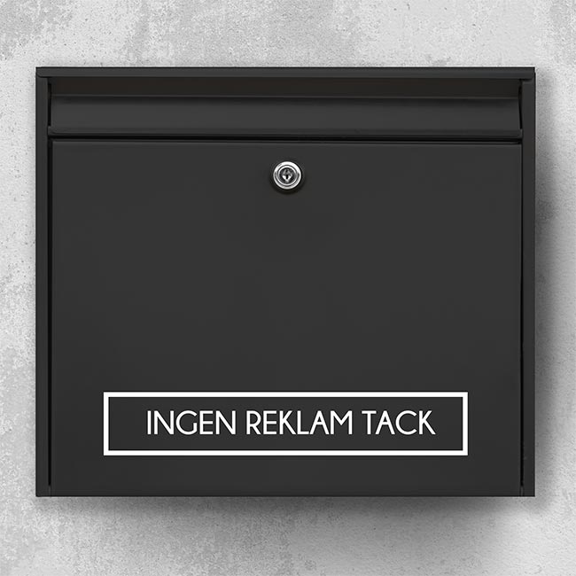 Postkassesticker – “Ingen reklamer tak” i rektangulær ramme