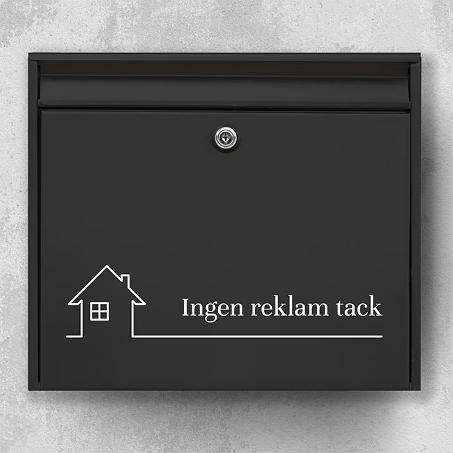 Postkassesticker – “Ingen reklamer tak” med hus-ikon & baseline