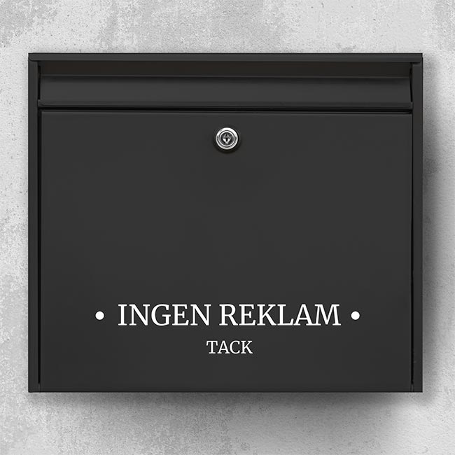 Postkassesticker – “Ingen reklamer” med prikker & tak-linje