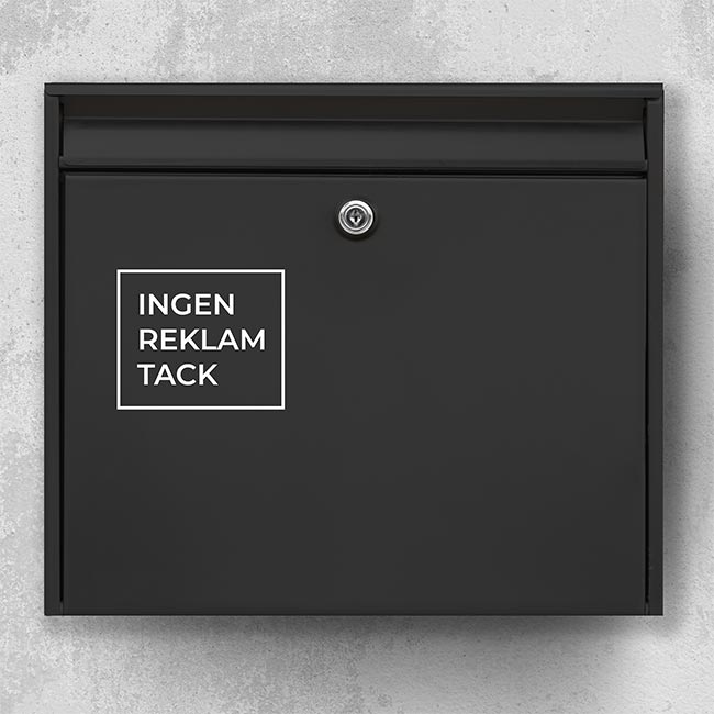 Postkassesticker – “Ingen reklamer tak” i kvadratisk ramme