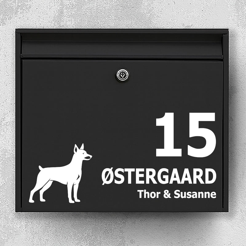 Postkassesticker med dværgpinscher