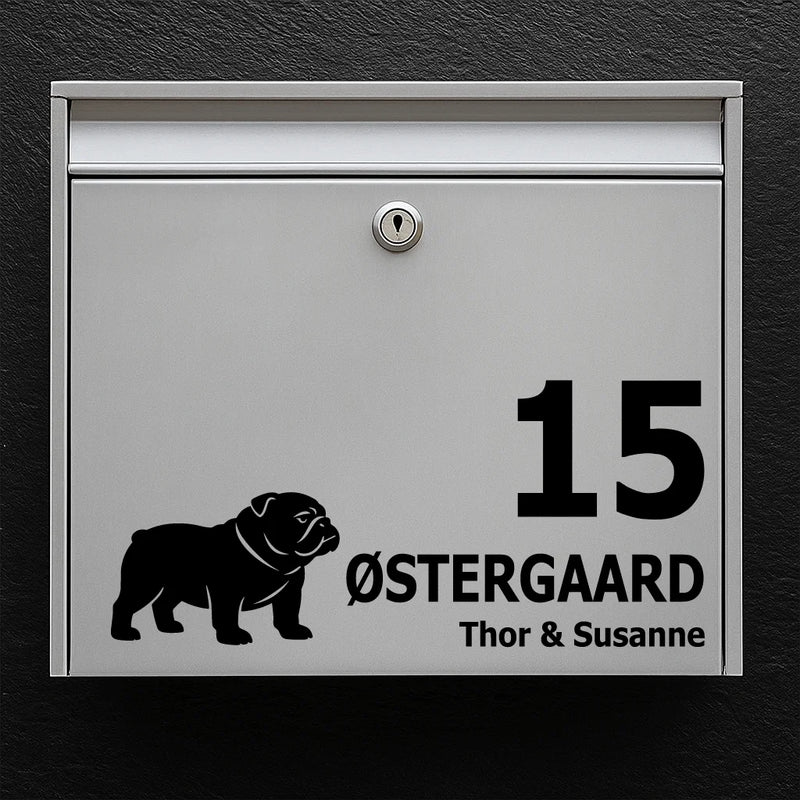 Postkassesticker med English Bulldog