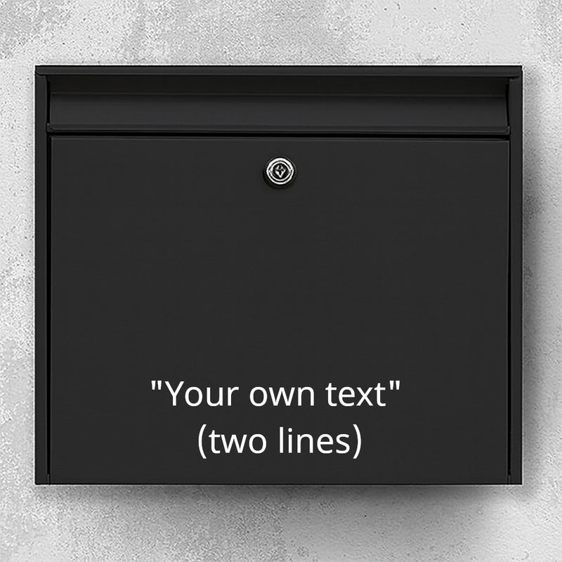 Postkassesticker – bestem selv teksten (max 30x30cm) - 2 linjer