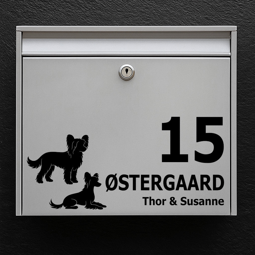 Postkassesticker med Chinese crested