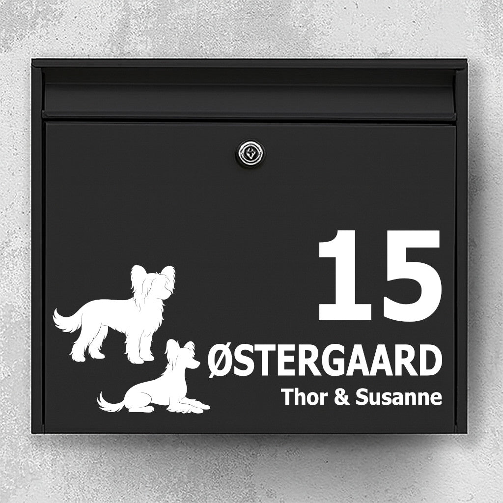 Postkassesticker med Chinese crested