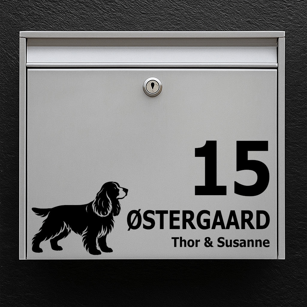 Postkassesticker med Cocker Spaniel