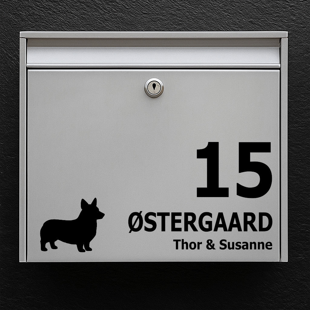 Postkassesticker med corgi