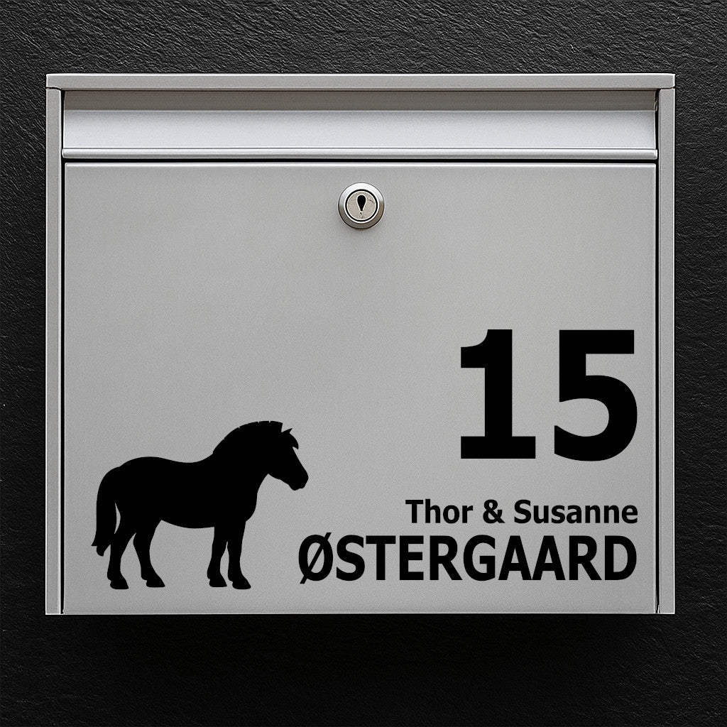 Postkassesticker med Fjordhest