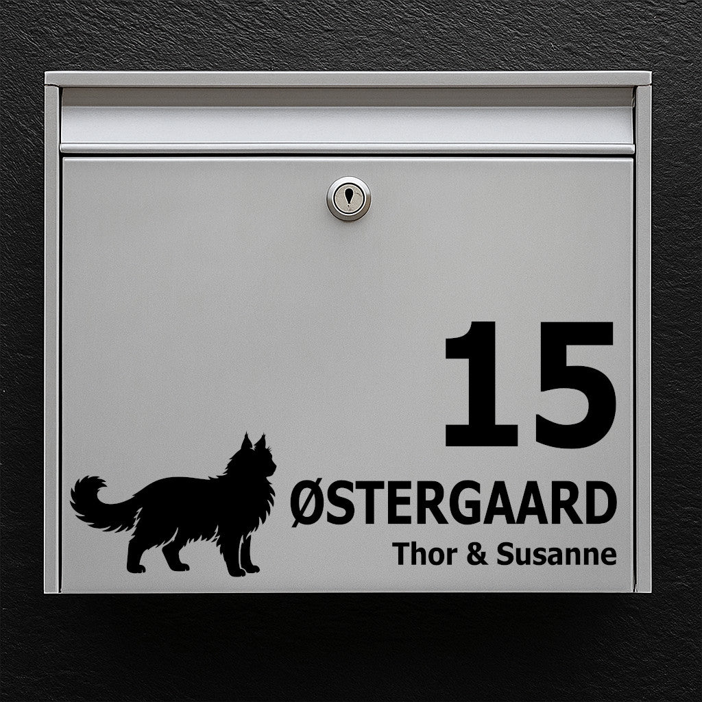 Postkassesticker med Maine Coon / Norsk Skovkat