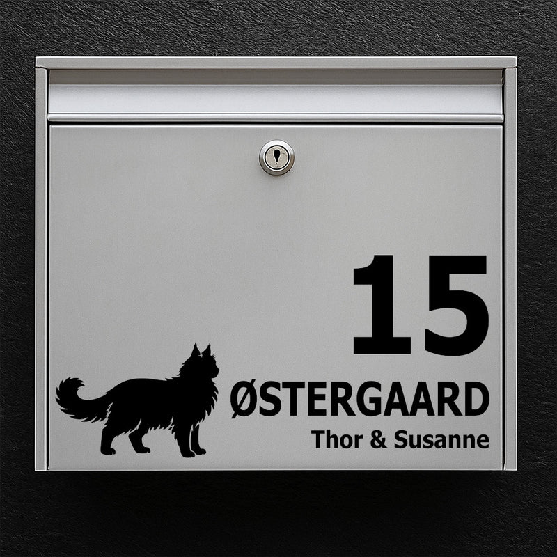 Postkassesticker med Maine Coon / Norsk Skovkat