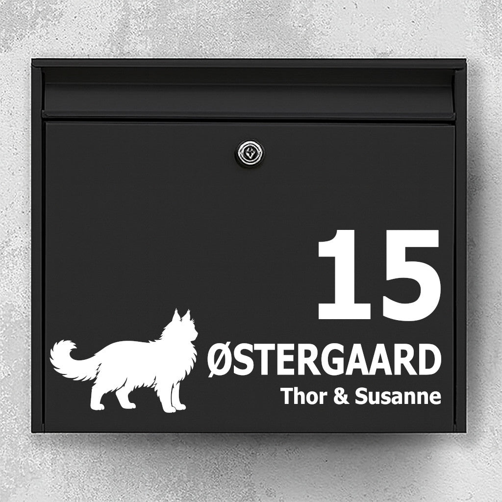 Postkassesticker med Maine Coon / Norsk Skovkat