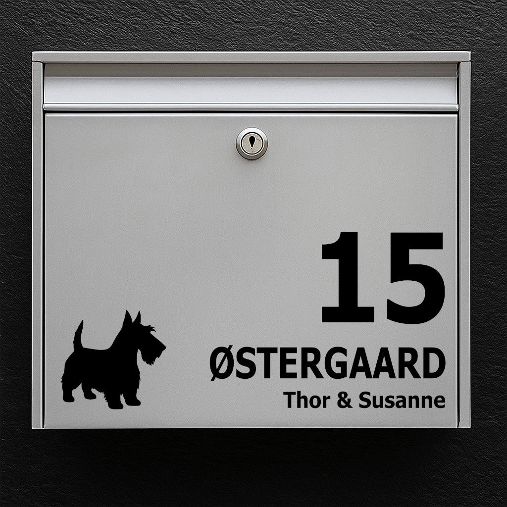 Postkassesticker med Scottish Terrier