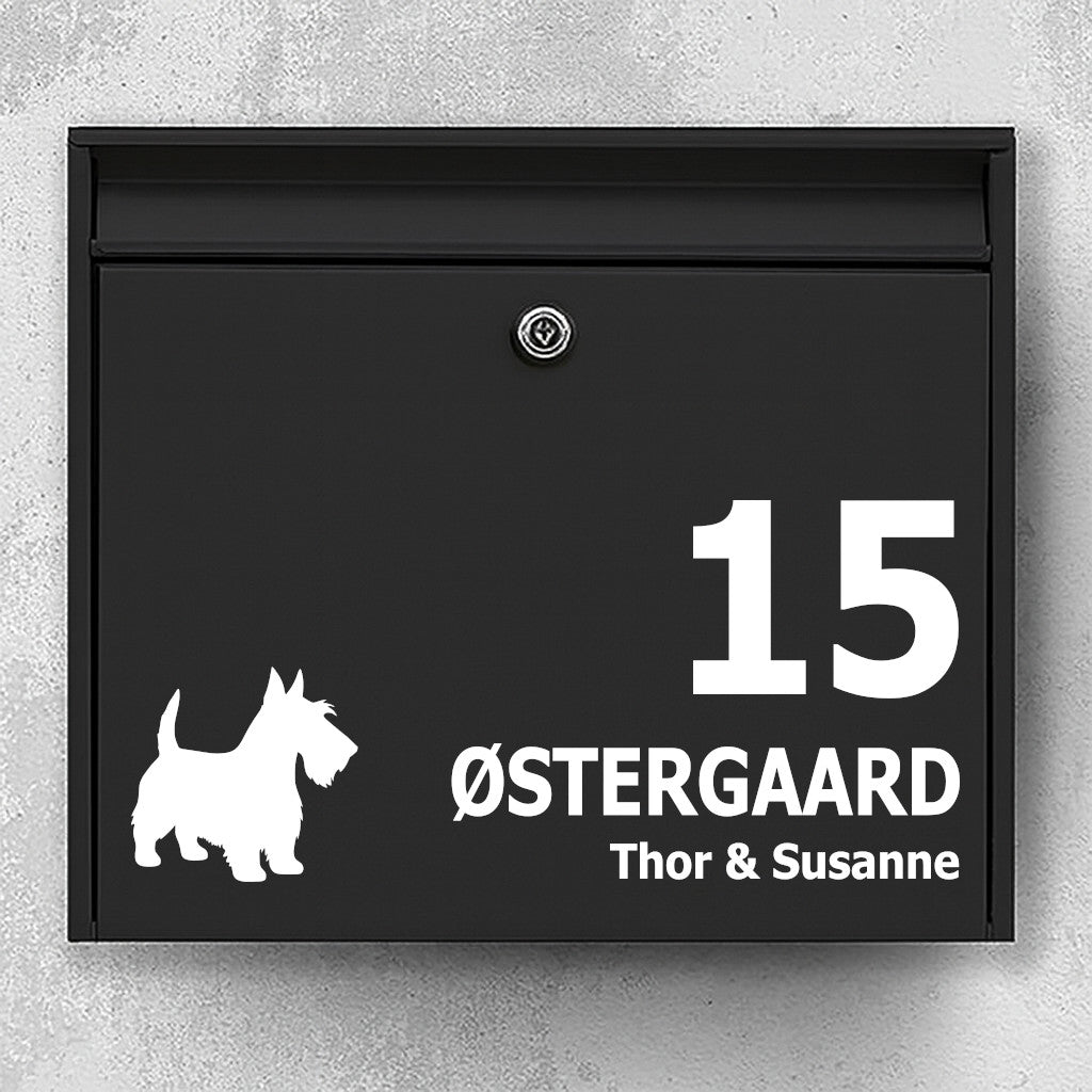 Postkassesticker med Scottish Terrier