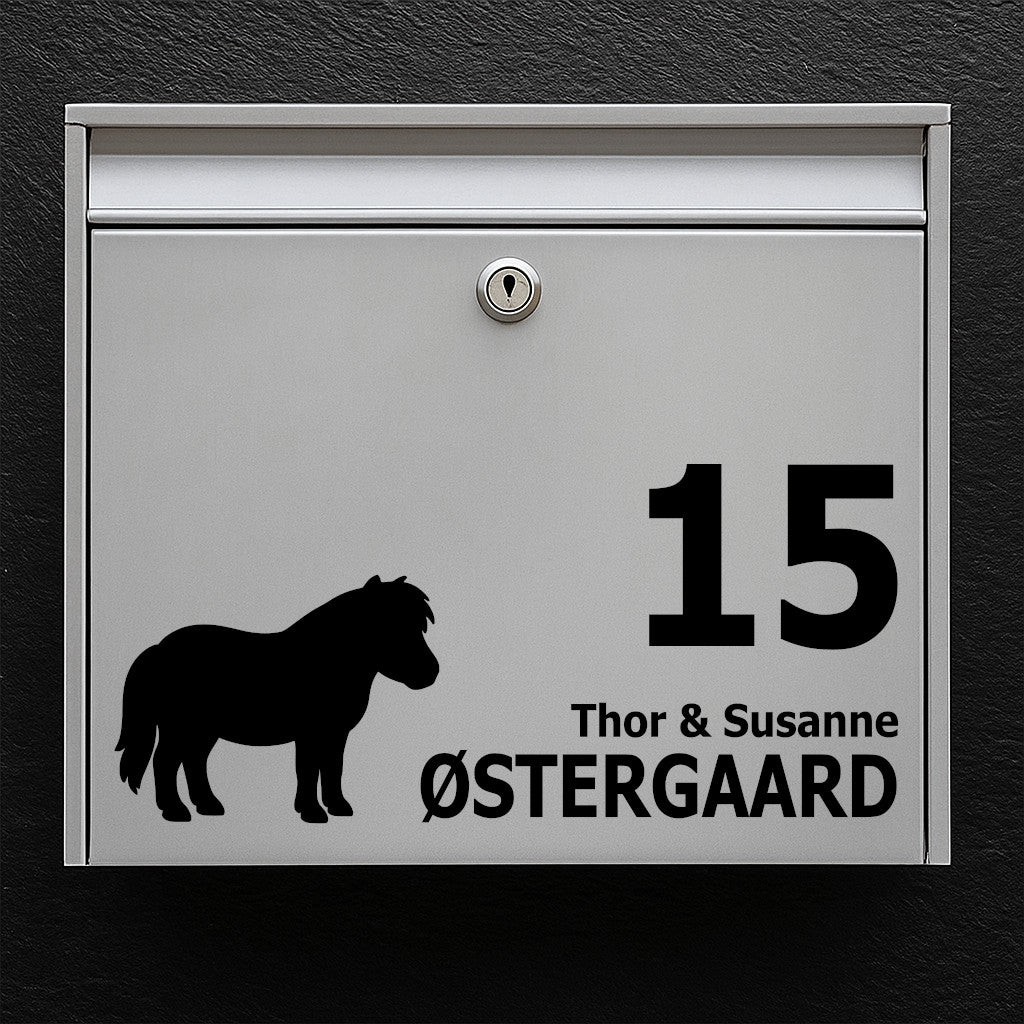 Postkassesticker med Shetlandspony