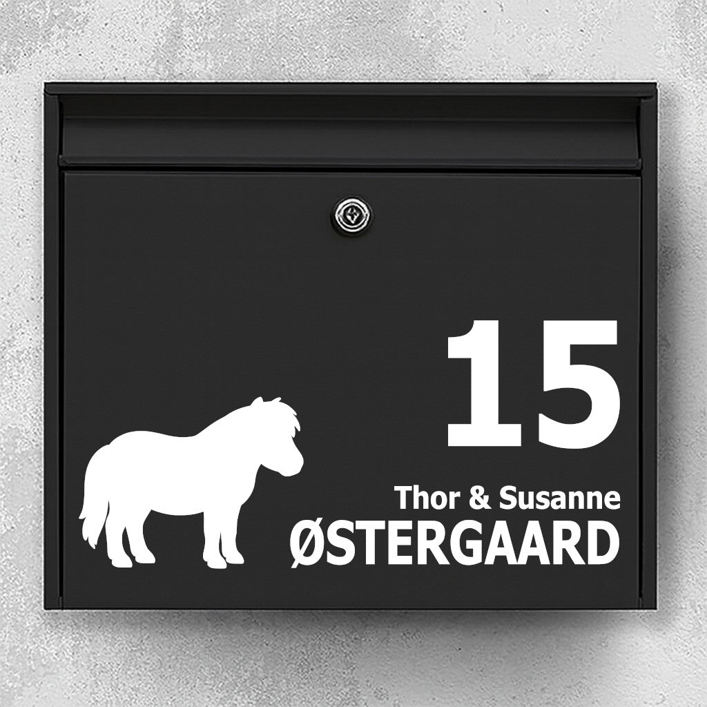 Postkassesticker med Shetlandspony
