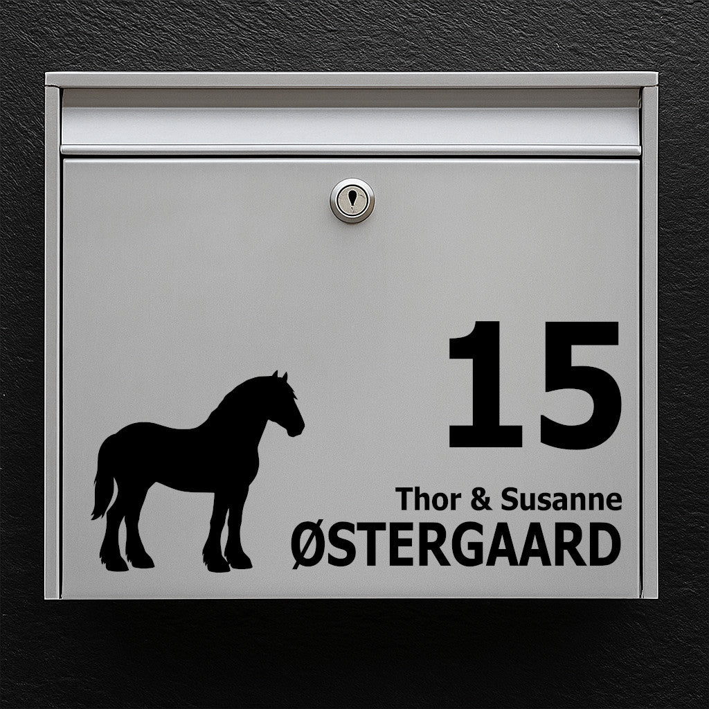 Postkassesticker med Shire hest