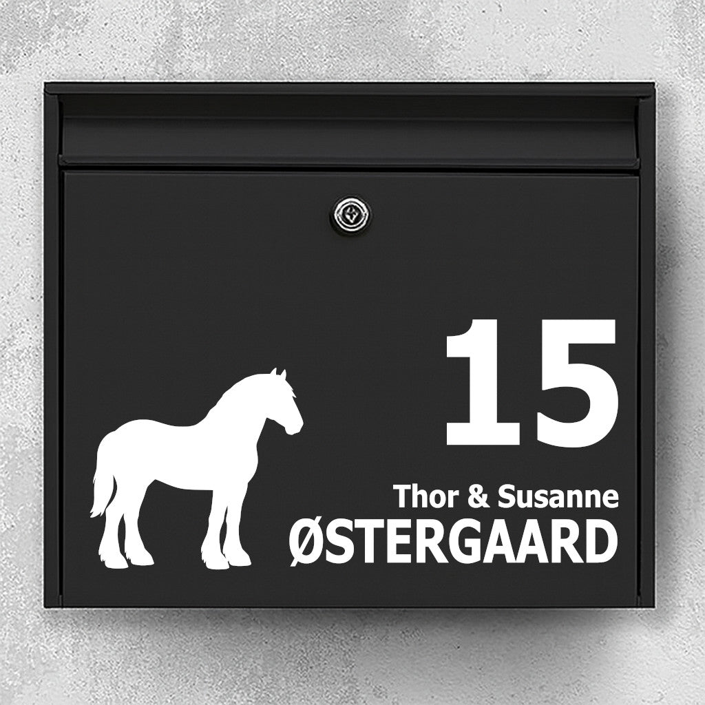 Postkassesticker med Shire hest