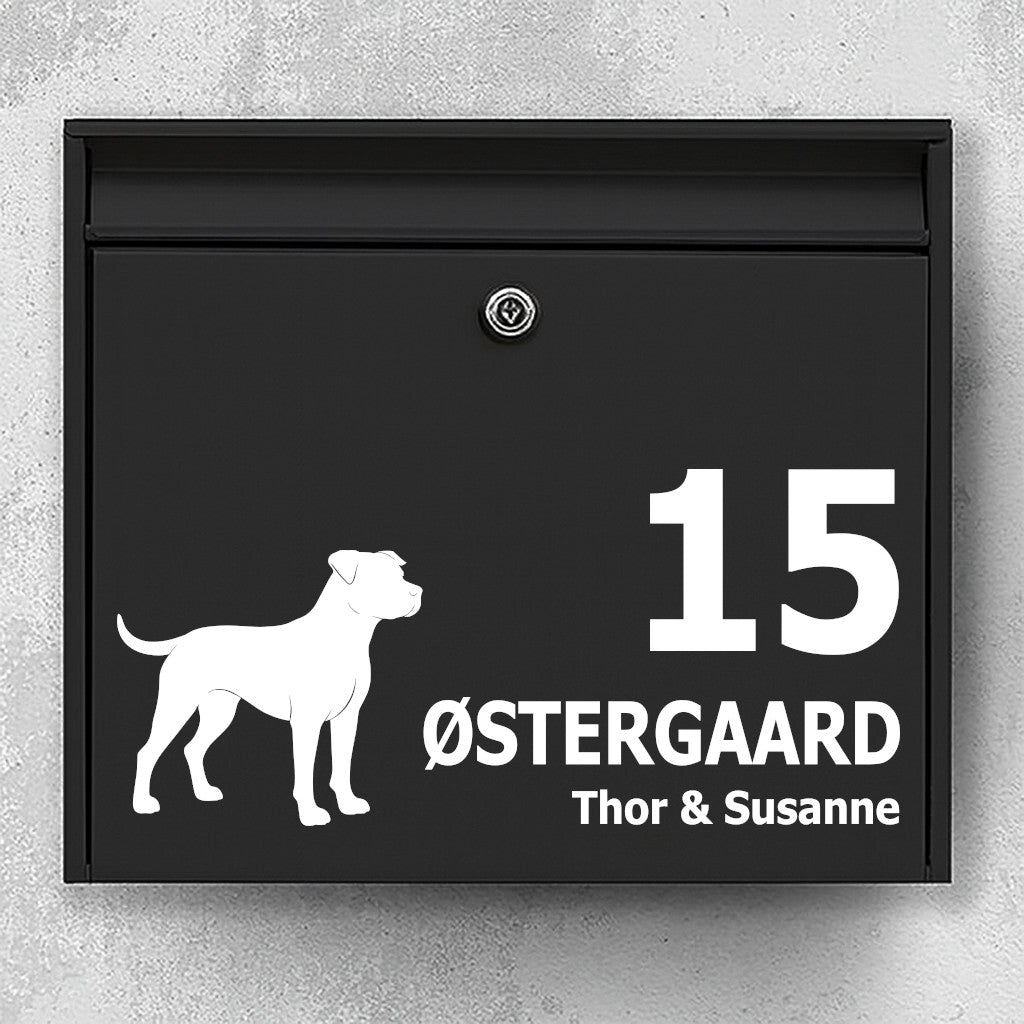 Postkassesticker med Spansk Bulldog (Alano Español)