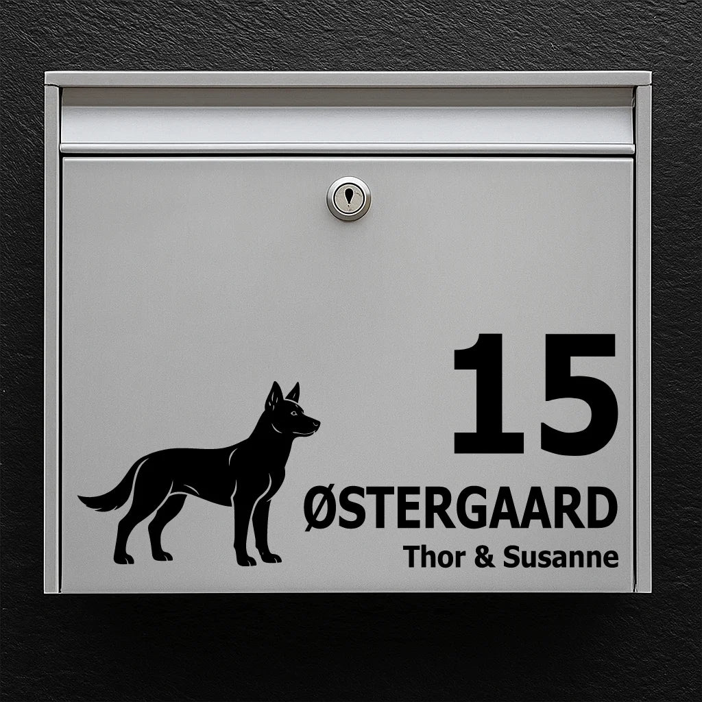 Postkassesticker med Australian Kelpie