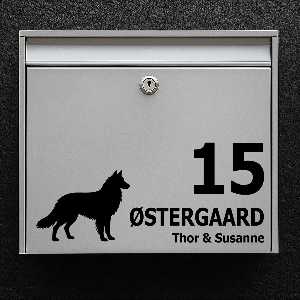 Postkassesticker med Belgisk hyrdehund (Tervueren)
