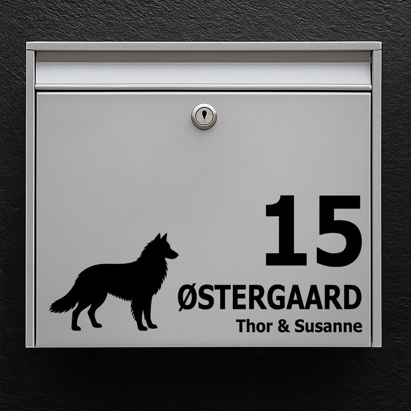 Postkasseklistremerke med Belgisk gjeterhund (Tervueren)