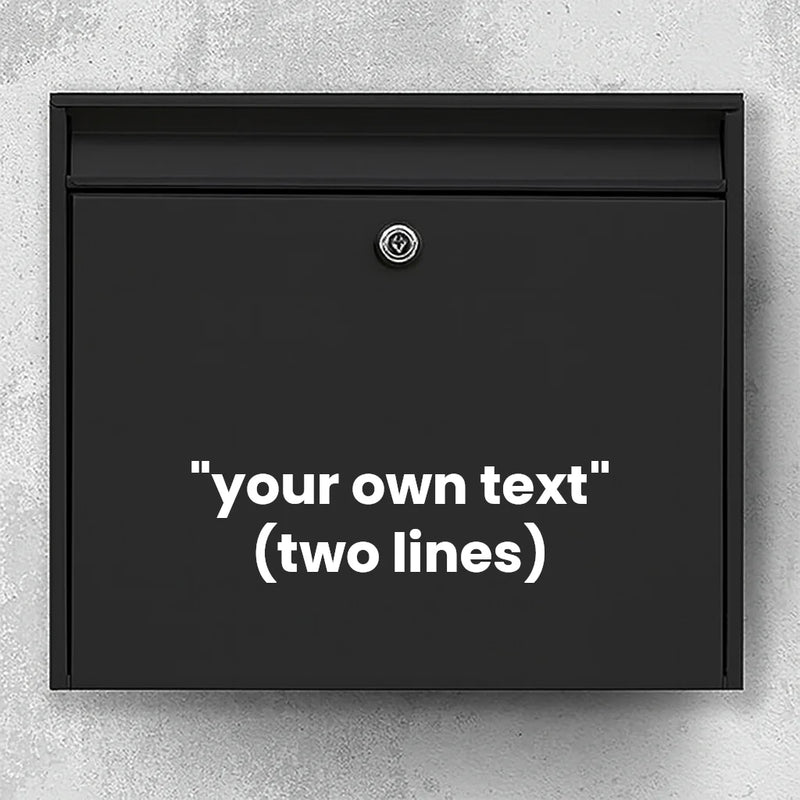 Postkasseklistremerke - bestem teksten selv (maks 30x30cm) - 2 linjer