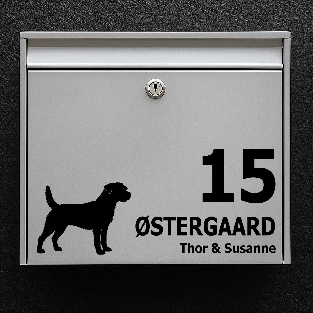 Postkassesticker med Border Terrier