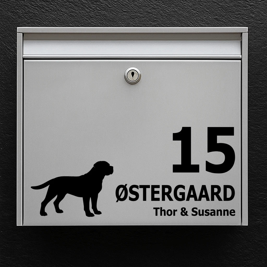 Postkassesticker med Cane Corso