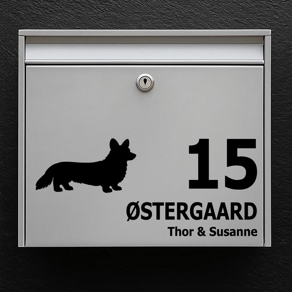 Postkassesticker med Cardigan Welsh Corgi