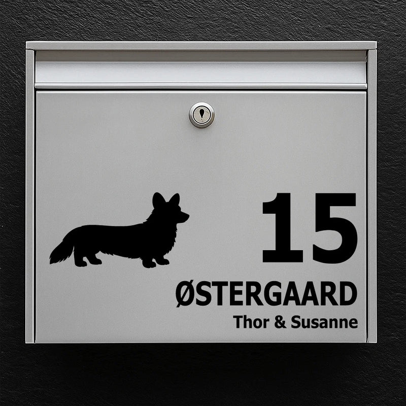Postkassesticker med Cardigan Welsh Corgi