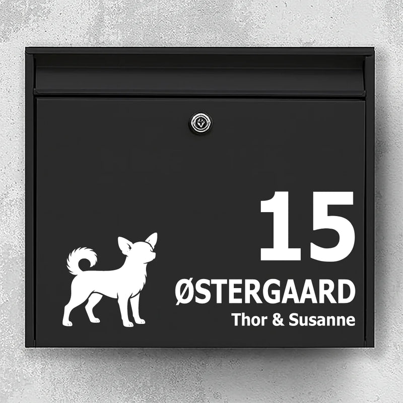 Postkassesticker med chihuahua