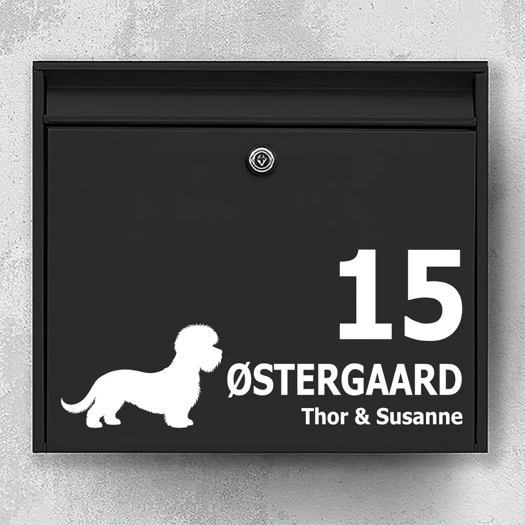 Postkassesticker med Dandie Dinmont Terrier