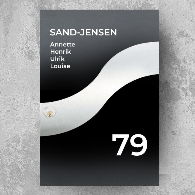 Postkassesticker – Wave-layout med efternavn, fornavne & husnummer