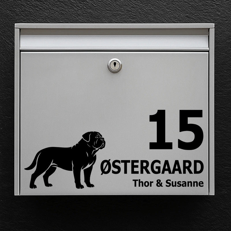Postkassesticker med Dogue de Bordeaux