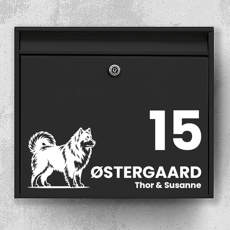 Postkasseklistremerke med Finsk lapphund