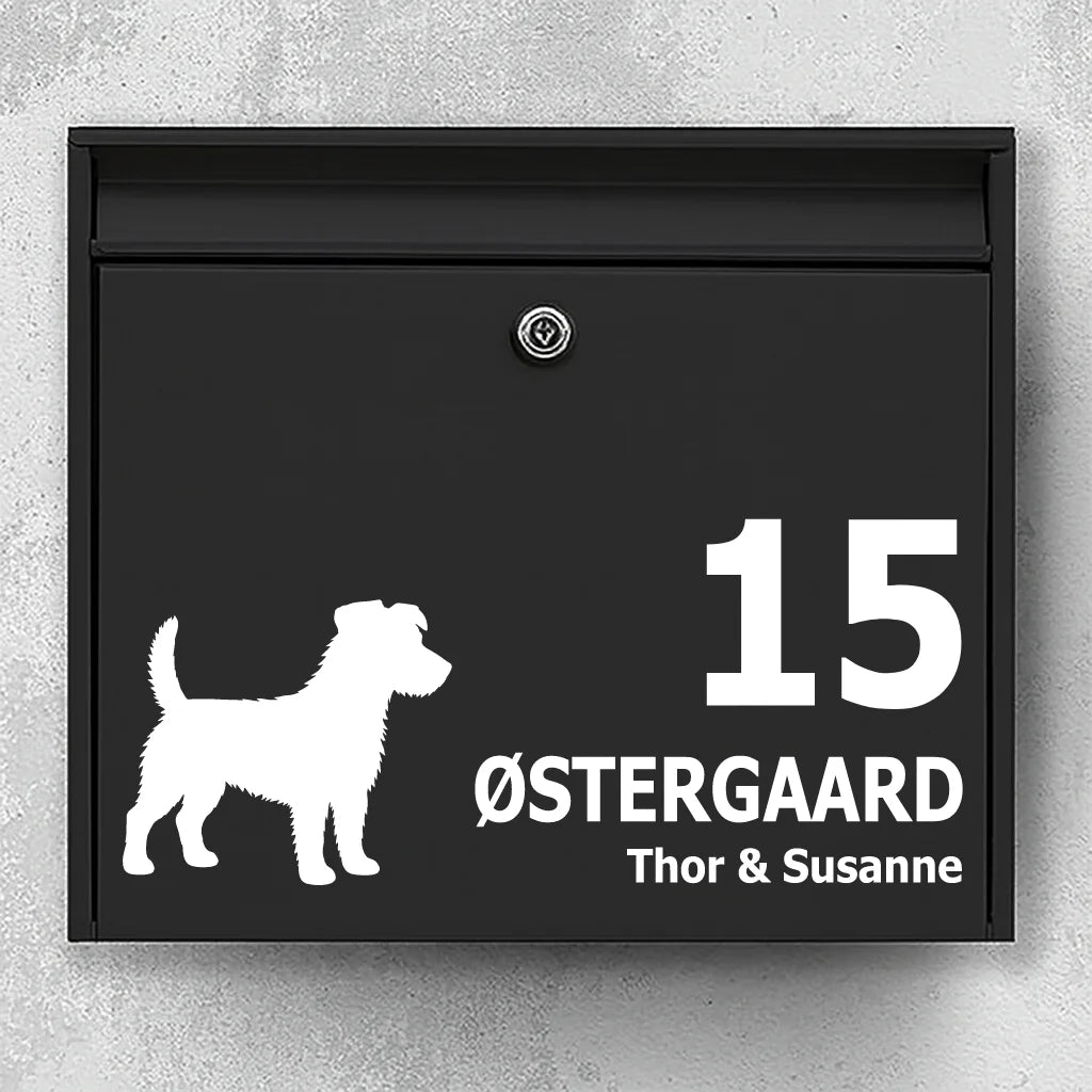 Postkassesticker med Jack russel terrier, ruhåret