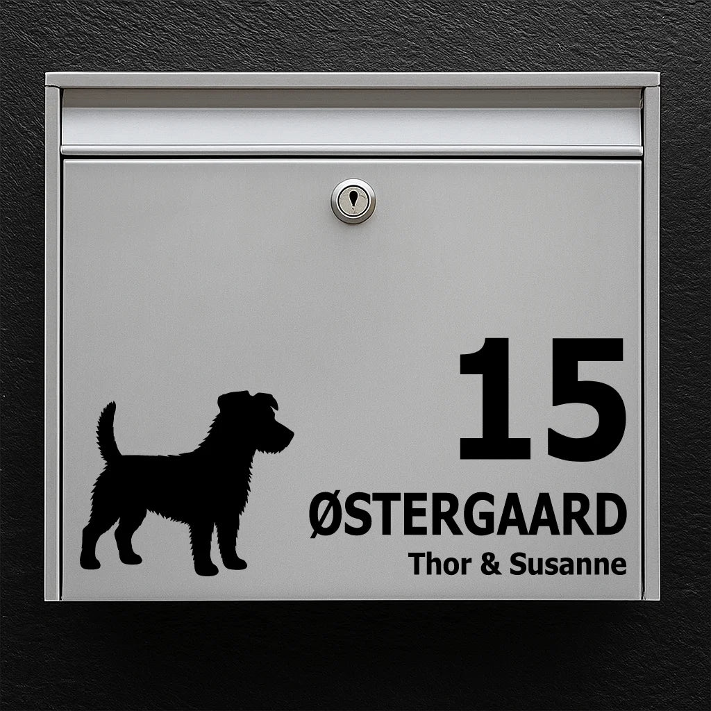 Postkassesticker med Jack russel terrier, ruhåret