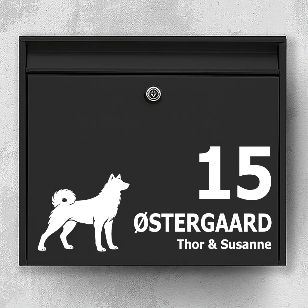 Postkassesticker med jämthund (Svensk Elghund)