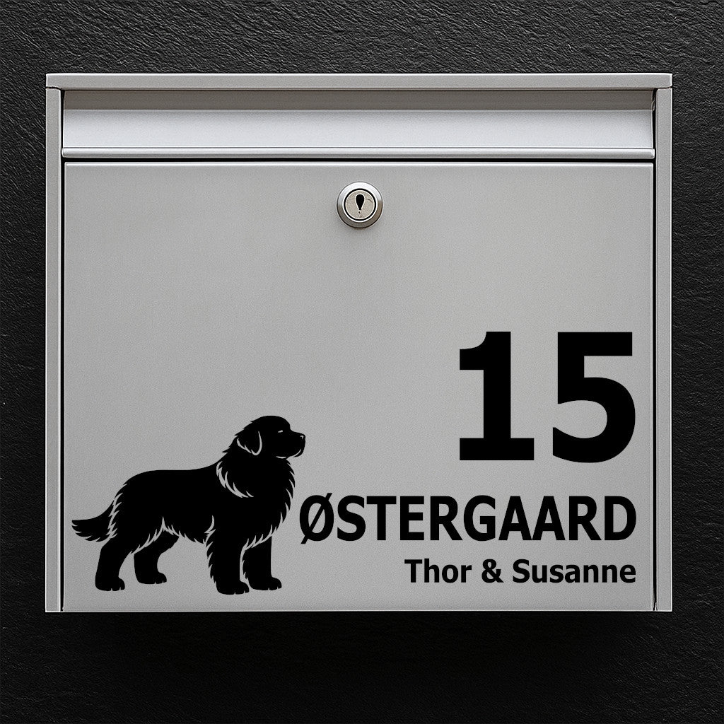 Postkassesticker med Newfoundlandshund