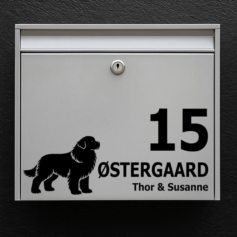 Postkassesticker med Newfoundlandshund