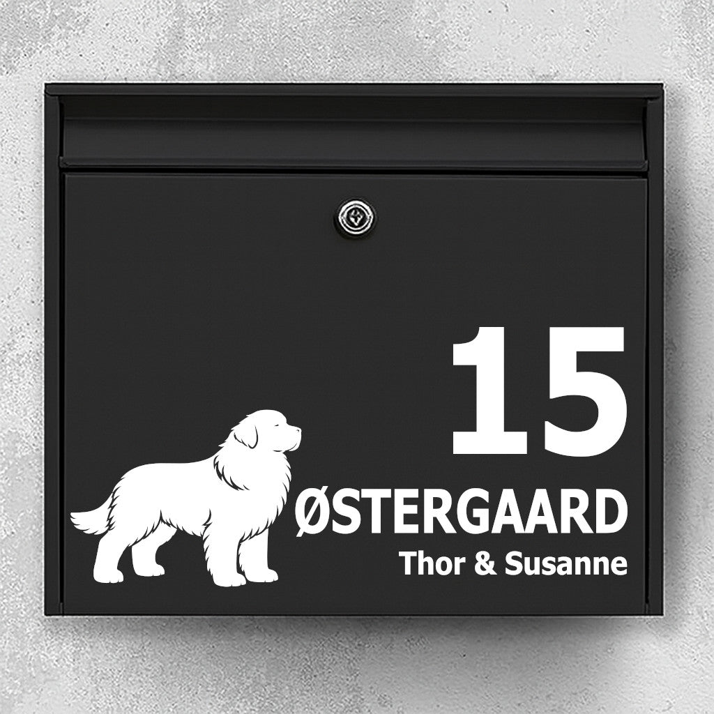 Postkassesticker med Newfoundlandshund