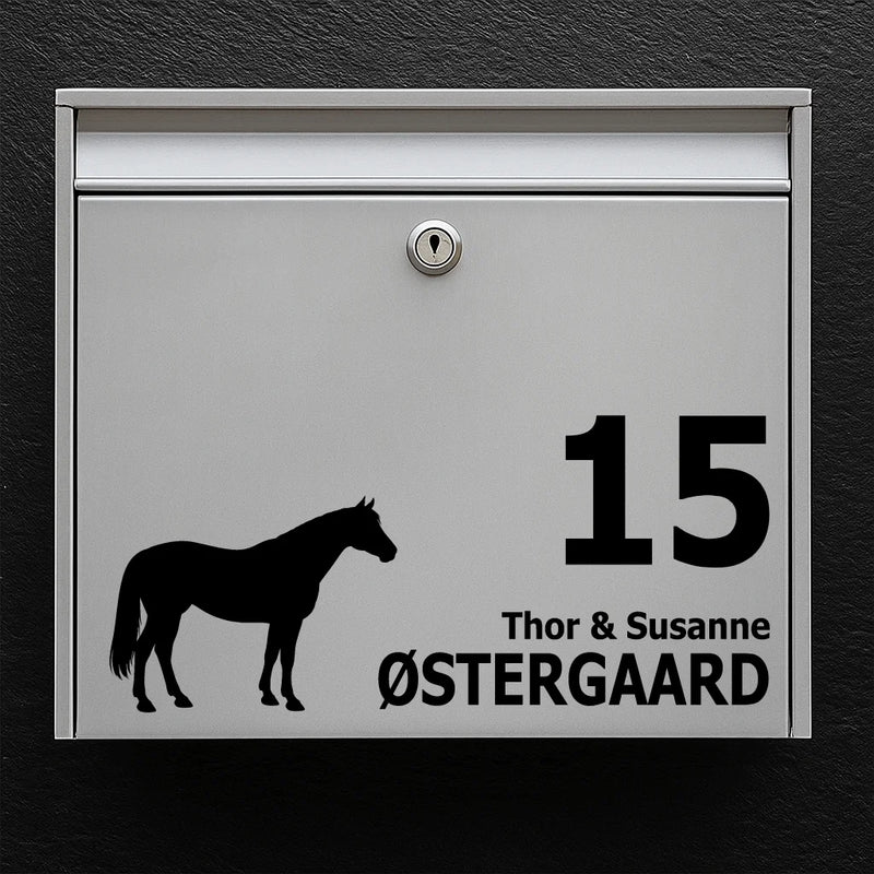 Postkassesticker med Pinto