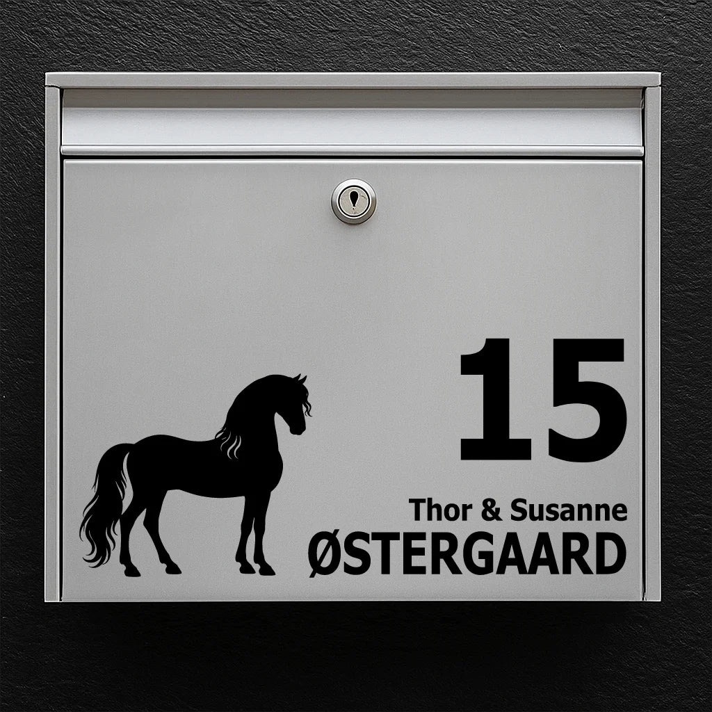 Postkassesticker med PRE/Andalusier