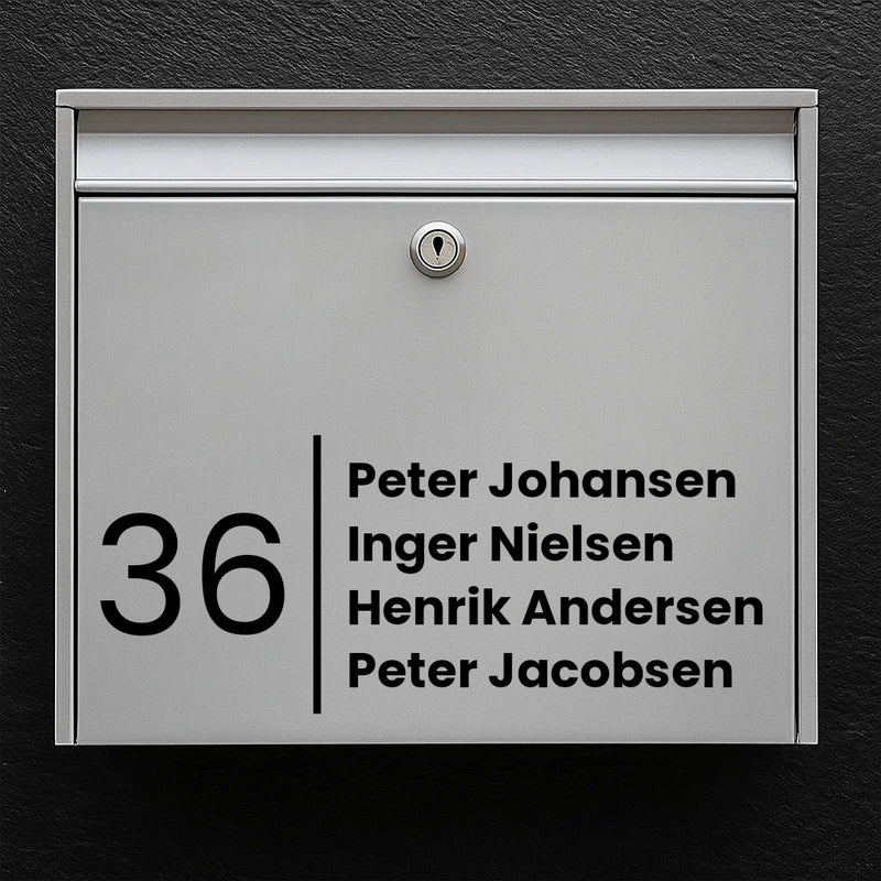 Postkassesticker stilfuldt design