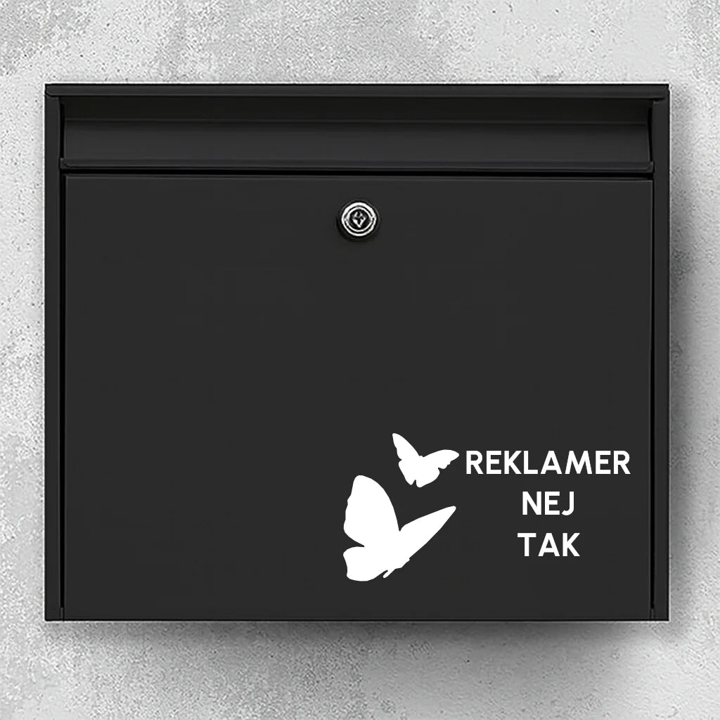 Postkassesticker – “Ingen reklamer tak” med sommerfugle