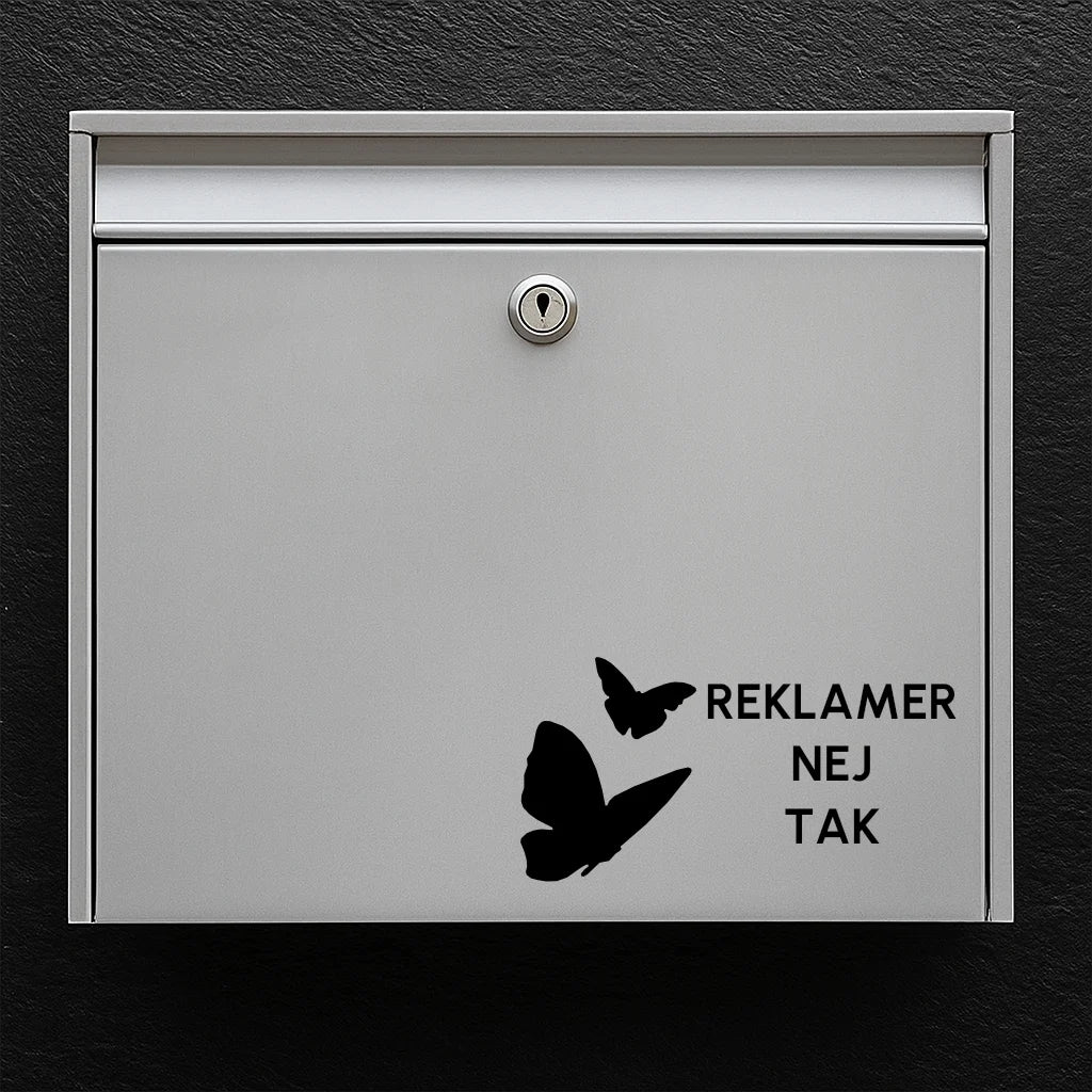 Postkassesticker – “Ingen reklamer tak” med sommerfugle