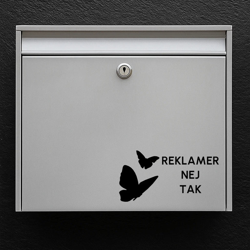 Postkassesticker – “Ingen reklamer tak” med sommerfugle